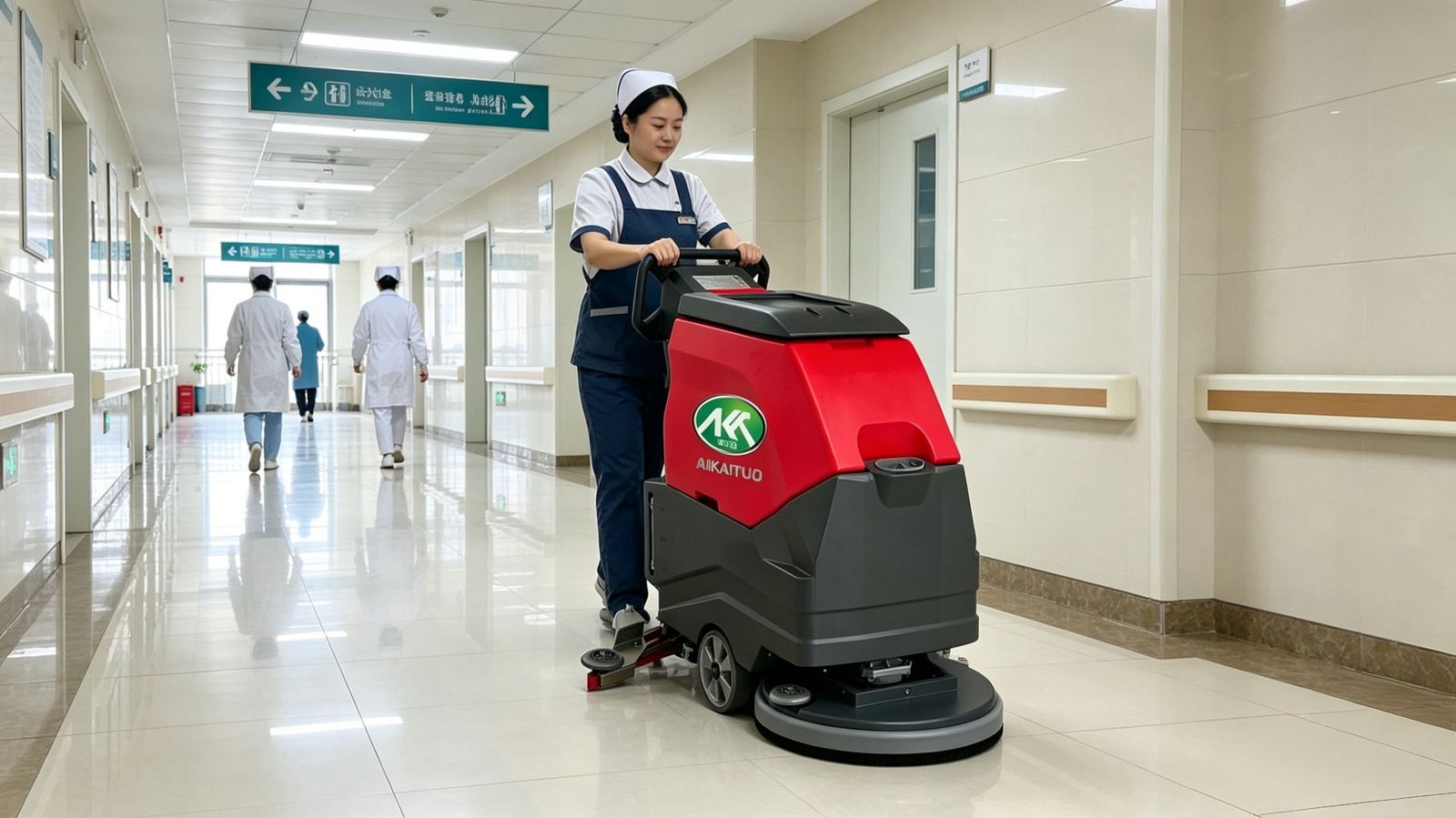 医院走廊洗地